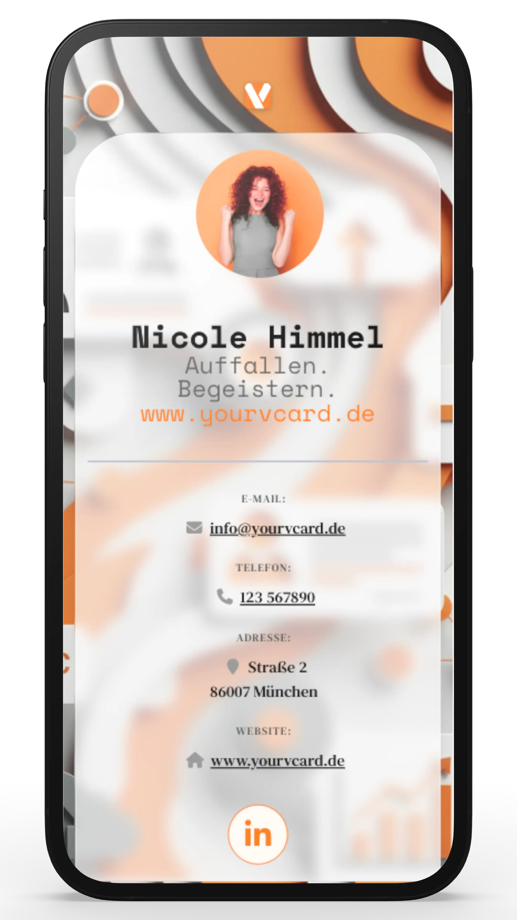 Digitale Visitenkarte mit CI-konformem Hintergrund in YourVCard
