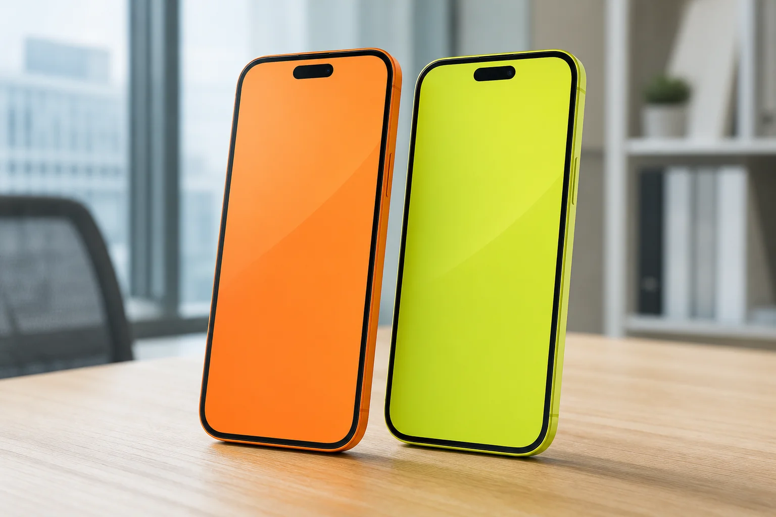 Vergleich yourvcard und Lemontaps: zwei Smartphones symbolisieren Design-Fokus versus Vertriebs-Tools für digitale Visitenkarten